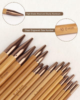 Aeelike Interchangeable Knitting Needles Set, 13 Pairs Circular Knitting Needles Set Bamboo Knitting Needles with Case Knitting Accessories for Socks Blankets Cushions Aeelike