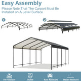 VIWAT Carport 10x15 FT Metal Carport with Enhanced Base Outdoor Heavy Duty Garage Galvanized Car Shelter for Pickup, Boat, Car and Tractors VIWAT