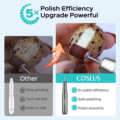 COSLUS Electric Nail Drill File Professional: for Acrylic Gel Dip Powder Nails Portable Nail Drill Machine Kit Manicure Pedicure Tools Polishing Set with Nail Drill Bits Sanding Bands COSLUS