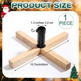 Soaoo Wood Christmas Tree Stand 15.7 Inch Replacement Xmas Tree Stand Base Stable Fake Christmas Tree Base with Thumb Screw Adjustable Fits 0.5 to 1.26 Inch Tree Pole for Artificial Tree (Black Pole) Soaoo