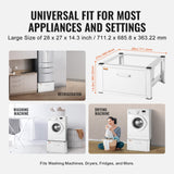 VEVOR YN-WM01 Laundry Pedestal Washer and Dryer Stand Platform Universal Fit 660lbs Capacity, Heavy Duty Multi-Functional Base for Washing Machine with Drawer & Rich Accessories, White VEVOR