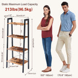 DUMOS Ladder Shelf, 4-Tier Display Bookshelf, Industrial Style Storage Standing Shelf, Decorative Shelves with Stable Frame for Living Room, Bedroom, Office, Kitchen, Bathroom, Brown DUMOS