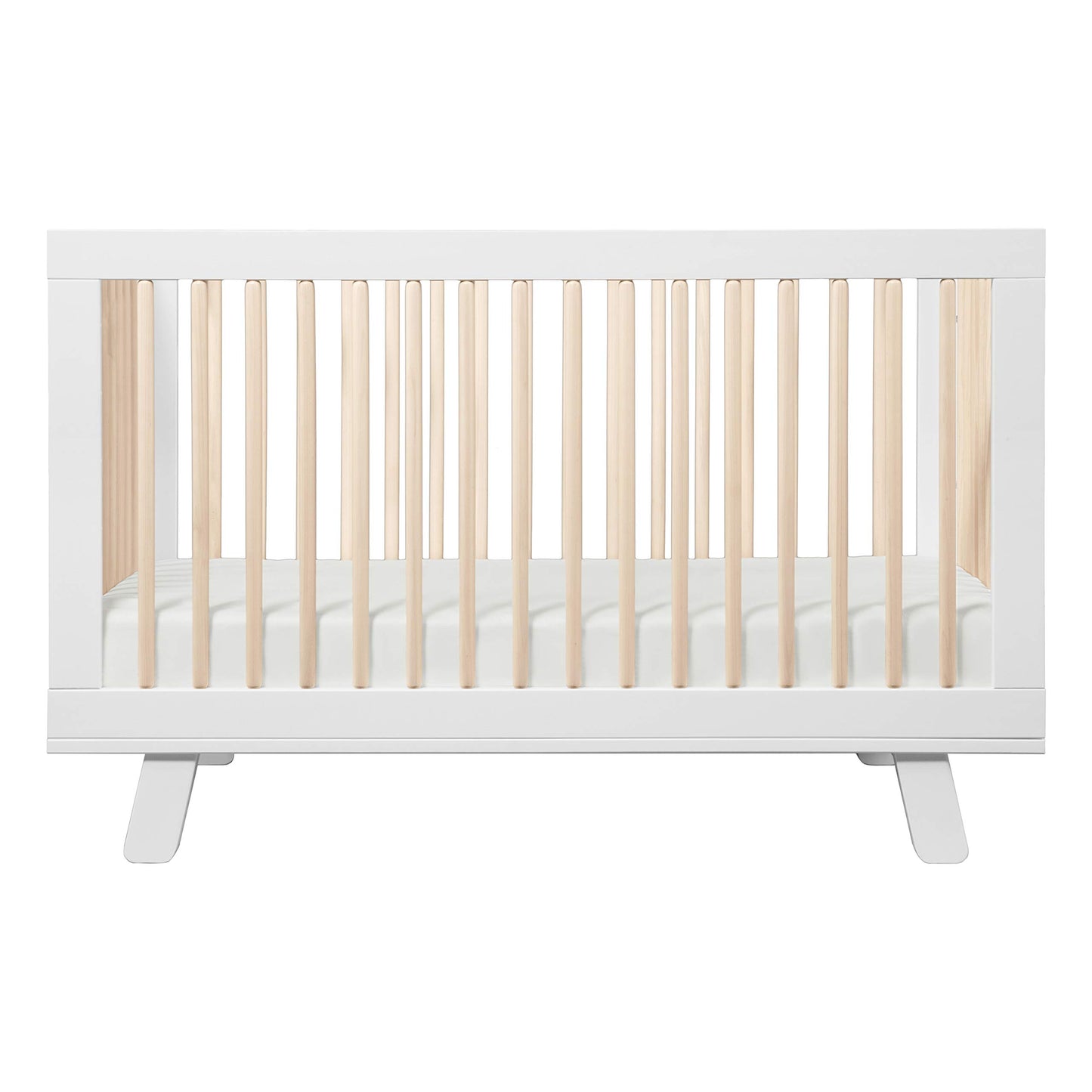 Babyletto Hudson 3-in-1 Convertible Crib with Toddler Bed Conversion Kit in White and Washed Natural, Greenguard Gold Certified