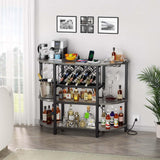 Zarler Bar Table Cabinet, Home Mini Bar Cabinet for Liquor, Metal Wine Bar Stand with 4-Tier Storage, Easy to Assemble, Light Grey Zarler