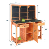 Outdoor Potting Bench,Wooden Potting Table with Metal Tabletop,Garden Work Bench with Drawer and Free Matching Storage Cabinet Shelf/Hooks for Backyard,Patio,Greenhouse (Black, 40 * 59 * 20in) Agitree