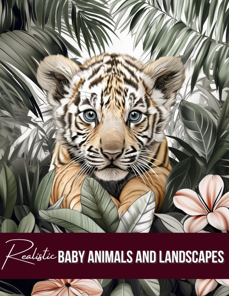 Realistic Baby Animals and Landscapes Coloring Book, a Nature Coloring Book Activity for Teens, Adults, and Seniors: Grayscale Forest & Woodland ... and Nature Coloring Books Set for Adults) Majosta
