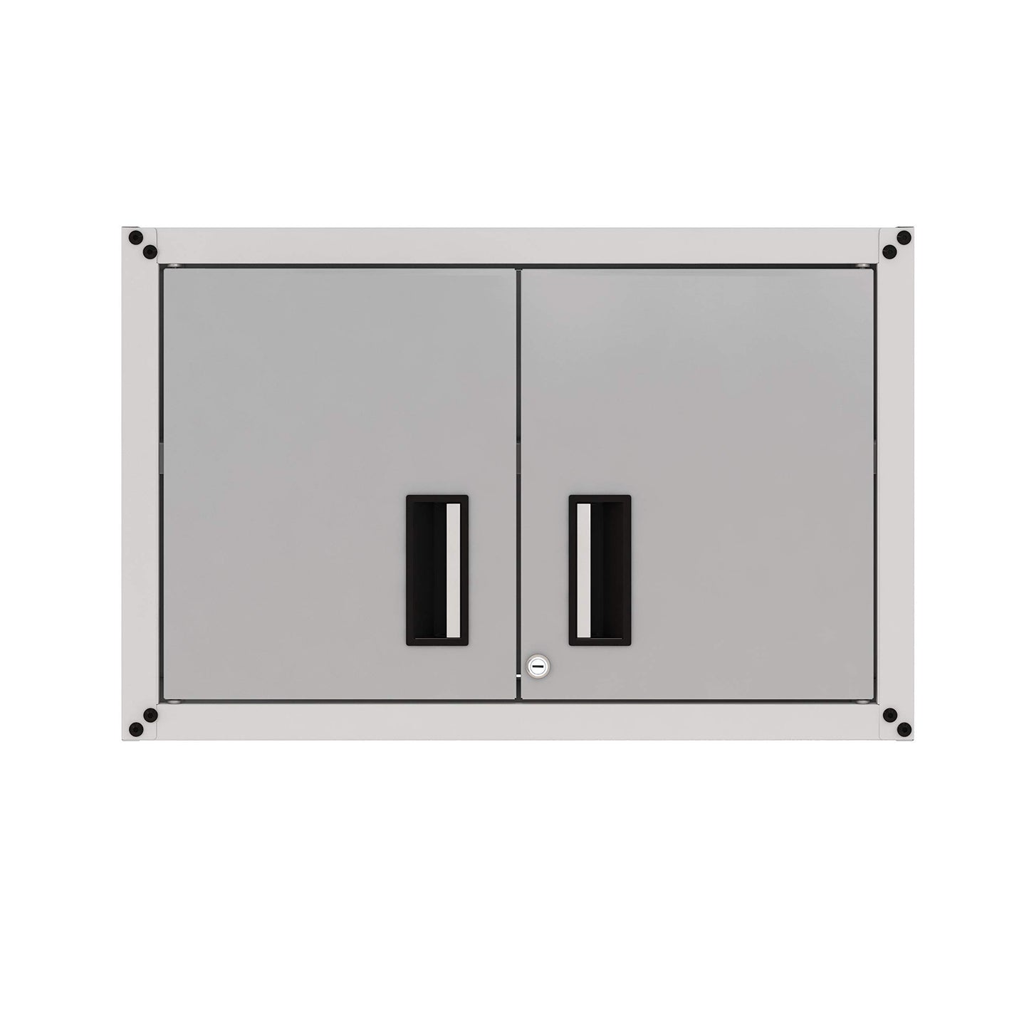 itbe Ready-to-Assemble Floating Garage Storage Cabinet - Wall Mount Garage Cabinet w/Lockable 2 Doors, 44 lbs Shelf Capacity, Removable Shelf, Small Steel Metal Cabinet (White and Grey) - WoodArtSupply