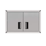 itbe Ready-to-Assemble Floating Garage Storage Cabinet - Wall Mount Garage Cabinet w/Lockable 2 Doors, 44 lbs Shelf Capacity, Removable Shelf, Small Steel Metal Cabinet (White and Grey) itbe