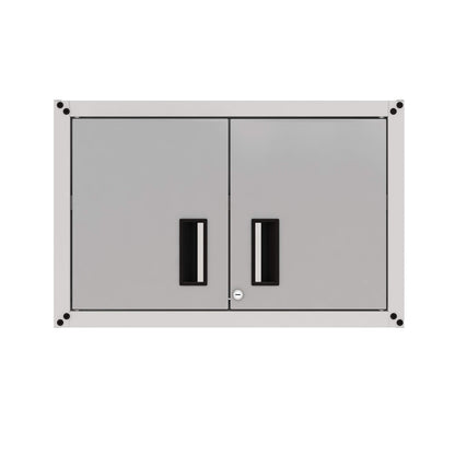 itbe Ready-to-Assemble Floating Garage Storage Cabinet - Wall Mount Garage Cabinet w/Lockable 2 Doors, 44 lbs Shelf Capacity, Removable Shelf, Small Steel Metal Cabinet (White and Grey) - WoodArtSupply