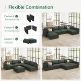 HONBAY Modular Sectional Sofa with Storage Corduroy Sectional Sleeper Sofa Modular Sectional Couches for Living Room,Green HONBAY