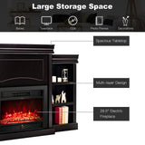 Tangkula 70" Mantel Fireplace, 750W/1500W Electric Fireplace w/Mantel & Built-in Bookshelves, 28.5-Inch Electric Fireplace w/Remote Control, 1-8H Timer, Adjustable Flame Brightness & Color (Black) Tangkula