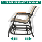 YITAHOME 3 Piece Patio Furniture Set, Outdoor Glider Chair Bistro Set, Coffee Table with Tempered Glass Tabletop, Patio Textilene Chairs Set of 2 for Backyard, Lawn, Garden, Balcony and Porch, Brown YITAHOME