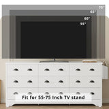 LIKIMIO Dresser 9 Drawer 63" W Long Wood Storage Chest of Drawers for Bedroom Living Room, Large Storage with Charging Station and Storage Bag, White LIKIMIO