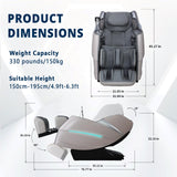 HealthRelife 4D Massage Chair Full Body Zero Gravity Recliner - 55“ SL-Track,20 Auto Modes,11 Massage Technique,40 Airbags Massage,with Yoga Stretch,APP Control,Negative Oxygen lons（Grey） HealthRelife