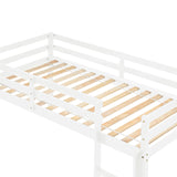 LoLado Twin Low Loft Bed for Kids with Ladder and Guard Rails - Sturdy Solid Wood Frame in White LoLado