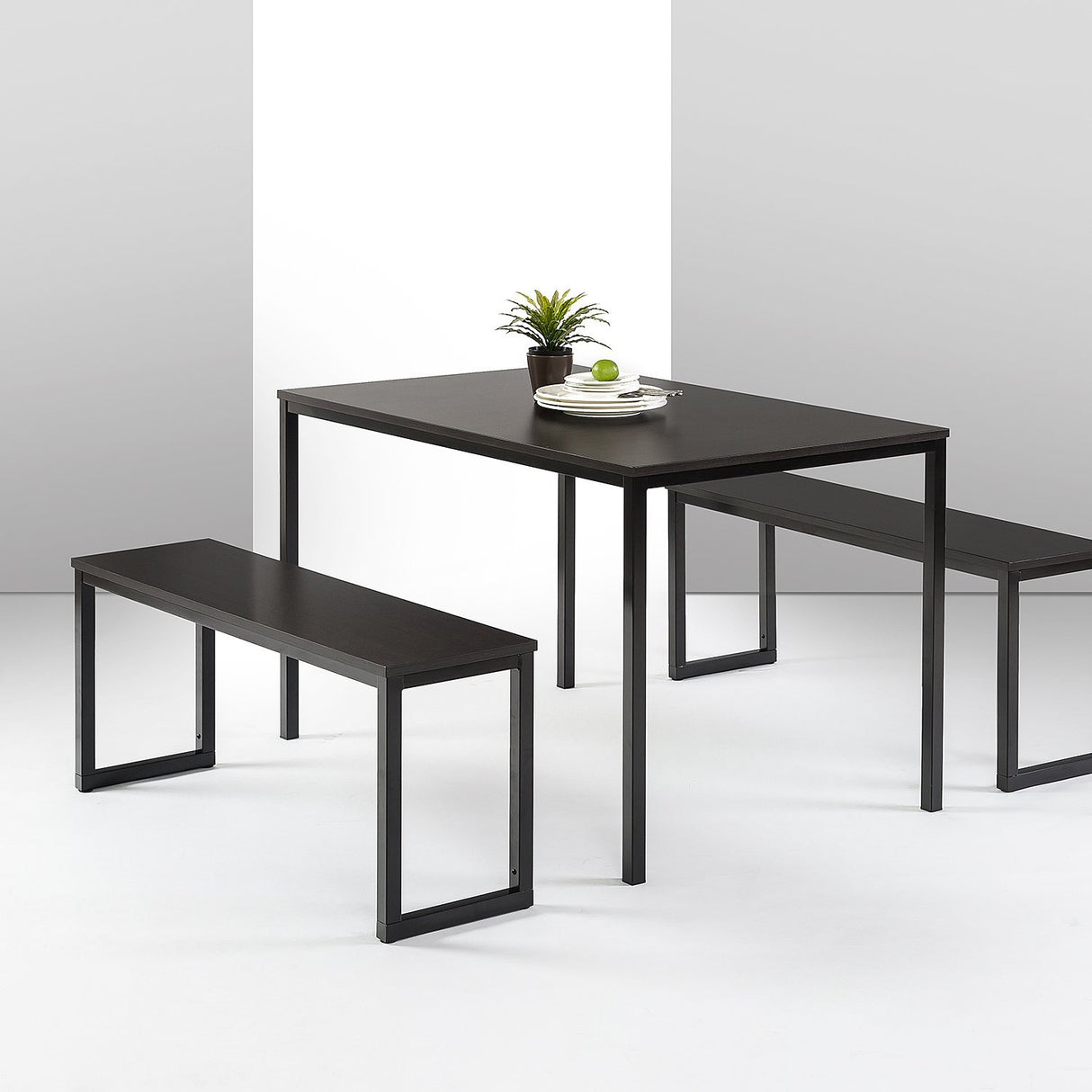 ZINUS Louis Modern Studio Collection Soho Dining Table with Two Benches (3 piece set) - Espresso Zinus