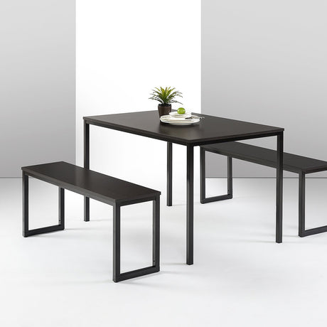 ZINUS Louis Modern Studio Collection Soho Dining Table with Two Benches (3 piece set) - Espresso Zinus