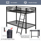 Allewie Metal Bunk Bed Twin Over Twin Size for Junior & Adults with Ladder and Heavy Duty Guardrail, Small Space Saving Design for Bedroom Kid Room and Dorm, Black Allewie