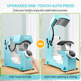 AKEYDIY 3-in-1 Auto Cap Heat Press Machine, Hat Heat Press with 3pcs Replaceable Heating Pads, Automatic Release&Press Knob-Style Digital Control Panel, DIY Sublimation Caps T-Shirts Bags AKEYDIY