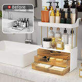 3 Drawers Makeup Organizer - 5 Tier Bathroom Organizers and Storage, Versatile Perfume Organizer, Vanity Organizer, Ideal for Cosmetic, Large Skincare, Face Mask, Office Supplies, Amber StorBin