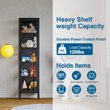 PEUKC Display Storage Cabinet with Glass Doors, 71 Inches Metal Curio Cabinets with 4 Adjustable Shelves, HD&Tempered Glass Cabinet Display Case for Home, Office, Pantry, Assemble Required (Black) PEUKC