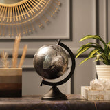 Rely+ 5" World Globe With Sturdy Metal Stand (NOT PLASTIC!) - Desktop Globe For Home Desk Table Office Decor - Book Shelf Decor Globe - 5 Inch - Metallic Black RELY+