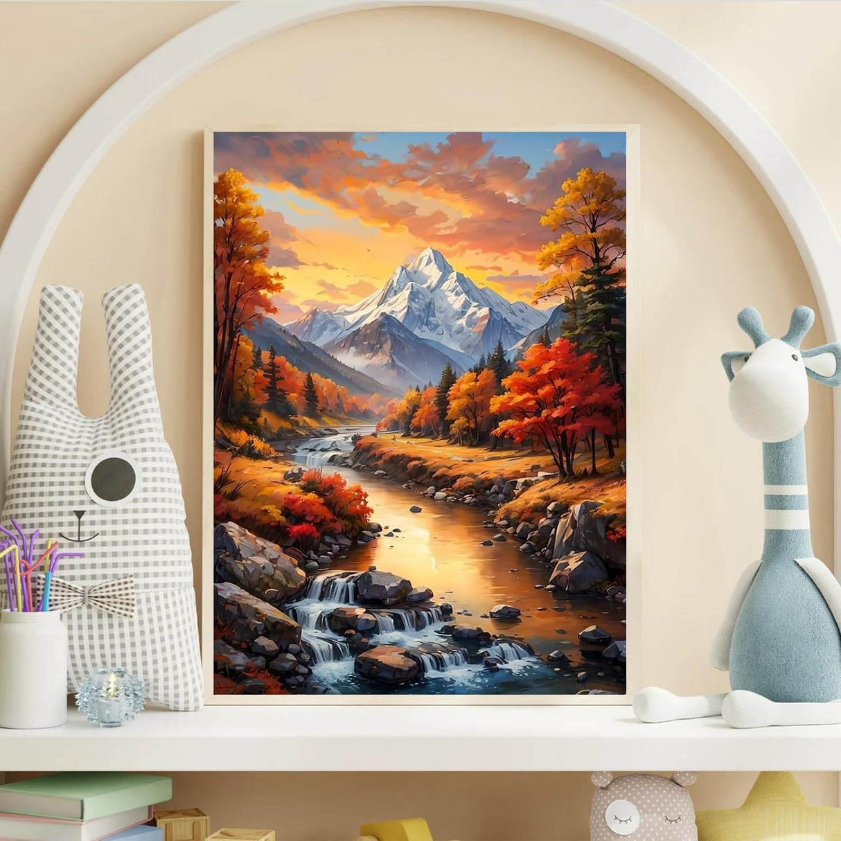 3 Pack Fall Diamond Art Kits for Adults Beginner, Mountain DIY Modern Diamond Painting Kits 5D Diamond Dots Gem Art Crafts with Tools,Round Full Drill Funny Crafts for Home Wall Decor&Gift-12x16in WUDWL