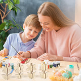 COCHIE DIY 3D Flower Spring Wood Crafts to Paint for Kids Adults, Paintable Unfinished Wooden Slices for Craft, Flowers Cutouts Ornaments for Painting Decorations (24 PCS) COCHIE