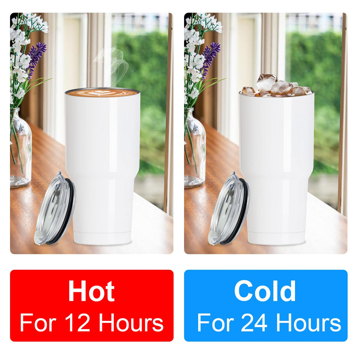 XccMe 30oz Sublimation Tumblers Bulk,4PACK Stainless Steel Coffee Mugs,Double Wall Vacuum Insulated with Shrink Wrap Films and Splash Proof Lids,Travel Cups for DIY Gift,Coffee,Beverage White XccMe