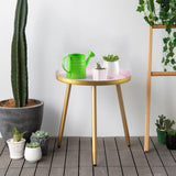 AOJEZOR Night Stands,Small Nightstand Bed Side Table for Kids Room,End Tables Round Nightstand for Bedroom,Pink Metal Tray End Table with Gold Legs Base AOJEZOR