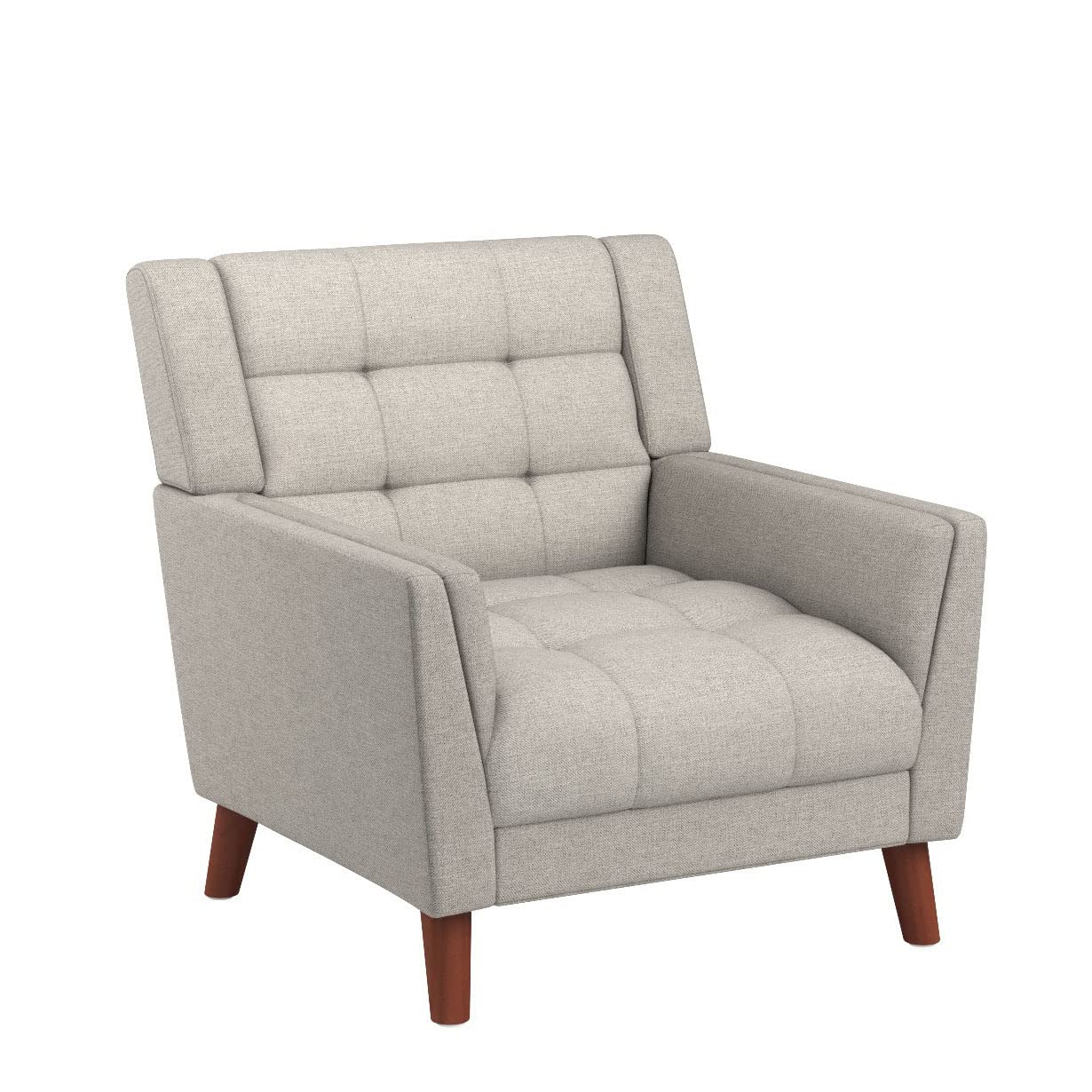 Christopher Knight Home Evelyn Mid Century Modern Fabric Arm Chair, Beige & Walnut - WoodArtSupply