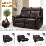 B BAIJIAWEI PU Leather Reclining Sofa - Manual Double Recliner Loveseat with Massage & Heating - 2-Seater Home Theater Seating for Living Room, Reading Room, Bedroom (Brown) B BAIJIAWEI