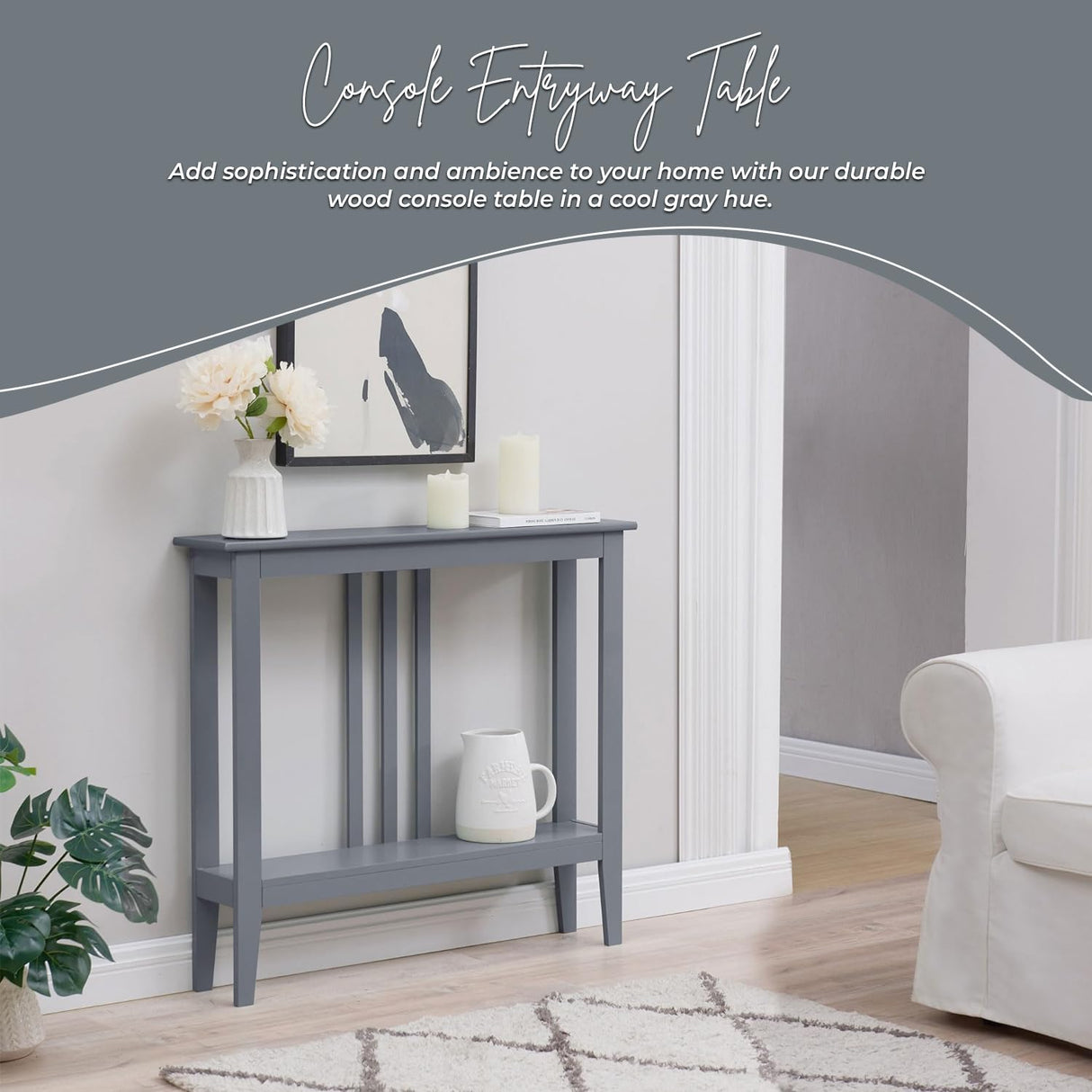 Kings Brand Furniture - Entryway Table - Narrow Console Table - Console Table with Storage - Hallway Decor - Wood Console Tables for Entryway - Narrow Console Sofa Side Table - Foyer - Grey Kings Brand Furniture
