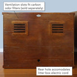 THE REFINED FELINE Cat Litter Box Enclosure Cabinet, Modern, Mahogany Brown, Round Feet, Large, Hidden Litter Cat Furniture with Drawer THE REFINED FELINE