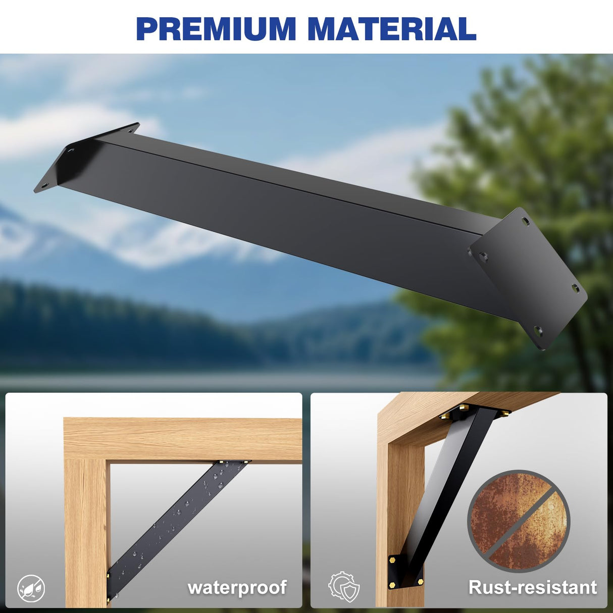 Grehitk 12PC 45 Degree Angle Support Bracket, Pergola Kit Heavy Duty Connector Brace Bracket Kit for Pergolas for for Gazebos Patio Pergolas Log Cabin Elevated Wood Stand Kit Grehitk