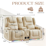 Oprisen 2-Seater Power Loveseat Recliner Electric Reclining Sofa Couch Wall Hugger Recliner Home Theater Seating w/Multi-Function Console/Cup Holders/LED Ambient Light Oprisen