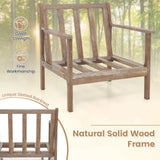 GOFLAME Mid-Century Modern Accent Chair, Upholstered Armchair with Solid Wood Frame, Linen Fabric Comfy Reading Chair, Farmhouse Leisure Chair for Living Room, Bedroom, Sunroom, Hosting Room GOFLAME