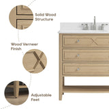 DELUXE LIVING 36 Inch Bathroom Vanity with Ceramic Sink,Fully Assembled Sink Cabinet with Countertop, Wood Frame Vanity with Soft-Closing Drawers & Adjustable Feet, Oak Wood DELUXE LIVING