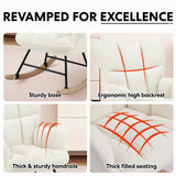 Simple Deluxe Nursery Rocking Chairs, Teddy Upholstered Glider Recliner Rocking Chair with High Backrest Armchair, Comfy Reading Small Accent Side Chair for Nursing, Living Room, Bedroom, White Simple Deluxe