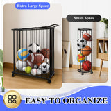 URMMIY Large Garage Ball Storage Rack with Wheels–Rolling Sports Equipment Organizer Freestanding Ball Holder for Basketball Soccer Volleyball Football–Sports Ball Storage for Garage Gym School Home URMMIY