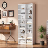 MXV Narrow Bookshelf, 6-Tier Open Bookcase, Coner Shelf, Storage Shelves, Display Storage Shelves, Floor Standing Unit, Furniture for Home Office, Living Room, Bedroom, White MXV