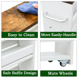 TEAMIX 4 Tier White Slim Storage Cart with Handle, 7.9''W Slide Out Storage Rolling Utility Cart Mobile Shelving Unit Organizer Trolley for Small Spaces Kitchen Laundry Narrow Places TEAMIX