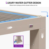 PURPLE LEAF Louvered Pergola 10' × 15', Aluminum Outdoor Hardtop Pergola with Adjustable Retractable Louvre Roof for Deck, Garden Backyard PURPLE LEAF