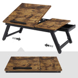 SONGMICS Laptop Desk for Bed or Sofa with Adjustable Tilting Top, Breakfast Serving Tray with Height Adjustable Folding Legs, Fits Screen Size up to 15.6 Inches, Floor Desk, Rustic Brown ULLD105B01 SONGMICS