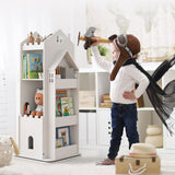 Multi-Functional 360° Rotating Children's Bookshelf - White Floor Stand Storage Rack oxskk