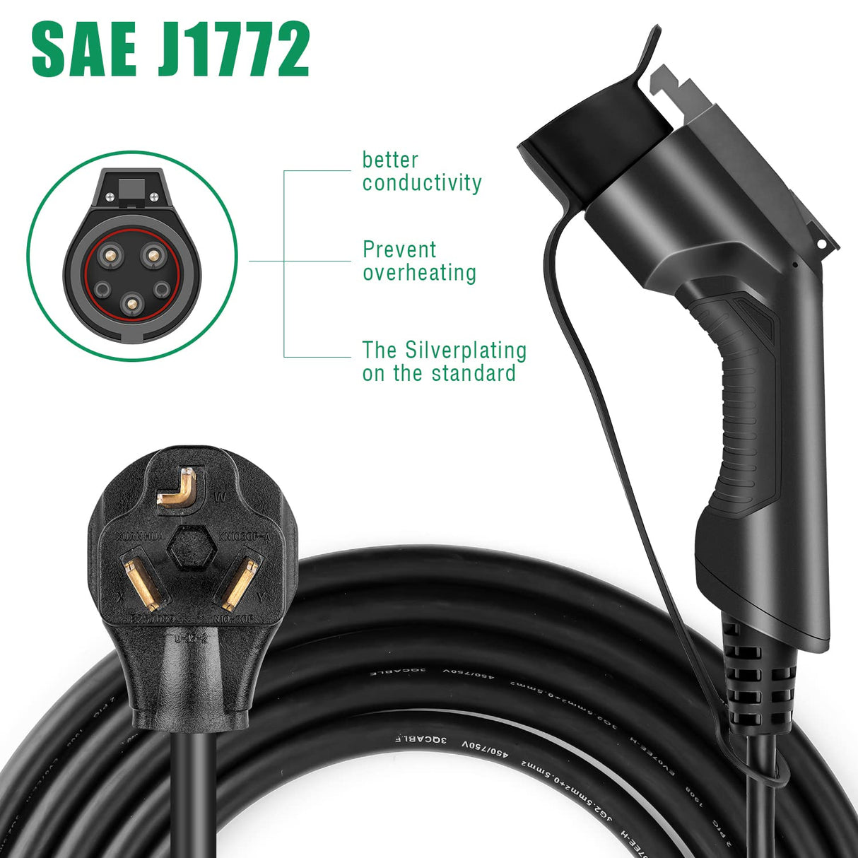 LEFANEV EV Charger Level 2,(NEMA 10-30, 30A/25ft,6.6KW) Portable Electric Vehicle Charging Station for Electric and Hybrid Vehicles LEFANEV