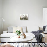 gaosoul Rustic Farmhouse Barn Canvas Wall Art Framed Misty Countryside Field Landscape Painting Rusty Old Truck Loaded With Flowers Picture Prints for Bedroom Living Room Office Decor 16x12in gaosoul