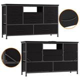 Sunvasagoo 8-Drawer Dresser TV Stand - RGB LED, Power Outlet & USB Ports, Large Storage, Charcoal Black, 47'' Wide Sunvasagoo