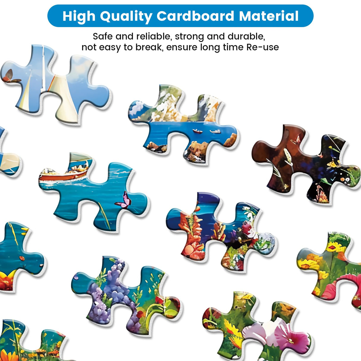 300 Pieces Puzzles for Adults–Colorful Garden By The Ocean Puzzle for Adults Children Elderly–Recycled Paper Puzzle 300 Pieces–Glossy, Sturdy Pieces Challenging Family Game Great Gift Idea (20.5x15in) Edsjegn