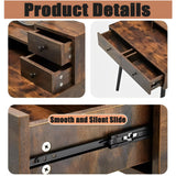 walkclpck Vanity Desk with Mirror and Lights, Makeup Vanity with 4 Drawers Small Vanity with 3 Storage Shelves, Wood Vanity for Bedroom Dressing Room Makeup Studio, Brown walkclpck